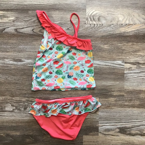 Bobbie Brooks for Girls Flamingo Tankini Swimsuit Large - Picture 2 of 13